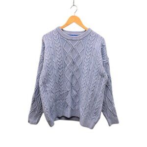 Aelfric Eden Men’s XS Blue Sweater Crew Neck Cable Knit Pullover Knitwear Casual